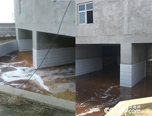 The picture on the left shows the picture in the network video, showing that there is sewage flowing out of the main gate. The picture on the right shows the picture taken by the reporter on May 4, showing that water flows out from one side of the main gate. According to the relevant personnel of Jinzhou Branch of Shijiazhuang Environmental Protection Bureau, the water treated by the pretreatment pool should flow into the Hutuo River from the side of the main gate.